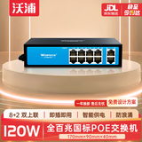 沃浦8口POE供电交换机 国标 8+2口百兆双上联安防监控摄像头专用交换器单口30W家用网络分线器G278