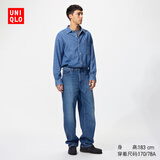 优衣库男装女装宽松直筒牛仔裤/水洗产品加长款25秋冬新款479323 66 蓝色 31 /170/78A