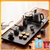 瓷牌茗茶具 茶具套装茶盘电磁炉烧水壶一体桌自动上水烧水壶茶台茶桌整套 黑陶清禾侧把20件+黑四合+防烫炉