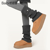 佰姿缘灰色腿套女款配雪地靴堆堆袜套秋冬季保暖小腿套长筒2025新款爆款 深灰 均码 【金属标堆堆袜套】