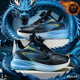 李宁热卖男童运动鞋防滑秋冬季皮面加绒儿童运动鞋中童男孩跑步鞋女童男 8002黑蓝 加绒 30 码内长19cm