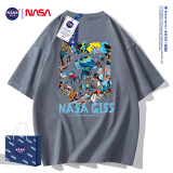 NASA GISSNASA官网联名短袖t恤男国潮China故宫半袖纯棉新款夏季宽松男装 NA8099铁灰色 3XL  建议185-200斤