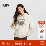 森马（Semir）[商场同款]中国国家地理系列卫衣女图案2024新款加绒宽松冬装 浅花灰00232 S