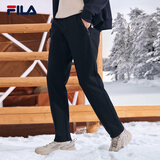 斐乐（FILA）官方男士长裤秋冬季款针织时尚直筒长裤子运动裤简约通勤休闲长裤 【经典款加绒版】正黑色-BK L 175/84A