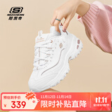 斯凯奇（Skechers）女鞋厚底增高老爹鞋百搭休闲鞋耐磨透气运动鞋女 WTRG白/金 36