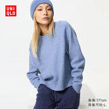 优衣库女装舒芙蕾圆领针织衫/毛衣毛衫479157 62 粉蓝色 L