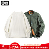 马登工装美式空中MA1飞行员夹克军事风短款外套复古棒球服男潮秋上衣 绿色MA1+米白长T L