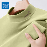 真维斯（Jeanswest）长袖t恤打底衫女装秋冬季新款双面绒上衣服立领保暖衣纯色内搭女 浅绿 小幸运笑脸棕_K_左领角 XL