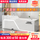 京创逸家公司前台接待台吧台商用柜台桌美容院服装店铺收银台 【UV亮光板】全白 右高 120x60x100cm