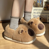 尤克达蒂（yookdd） 棉鞋女秋冬包跟居家可爱毛绒棉拖鞋可爱水豚加绒保暖外穿毛毛鞋 豚鼠棉鞋棕色 40-41