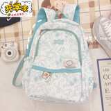 G.DUCKKIDS小黄鸭日系书包女ins小众原宿涂鸦设计双肩包初高中大学生大容量 薄荷绿(+桃子君徽章＋面包片)