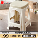 华恺之星塑料凳家用加厚防滑板凳圆凳高凳餐凳成人凳子HK5178白色四把