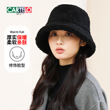 卡帝乐鳄鱼帽子女秋冬季防寒保暖渔夫帽女士加绒加厚针织帽毛线帽盆帽水桶帽