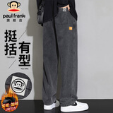 大嘴猴（paul frank）牛仔裤男秋冬季美式休闲裤男士宽松阔腿裤子男裤 黑色 XL