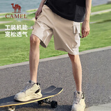 骆驼（CAMEL）运动工装短裤男机能风宽松休闲五分裤 J14BA6L6037 卡其 XL
