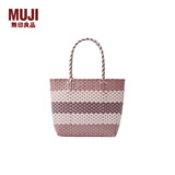无印良品（MUJI） 手编包 环保材料 手提包菜篮子编织包 包包 度假沙滩包 3色烟熏粉色横条纹/小 NONE