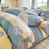 雅鹿家纺简约磨毛纯棉四件套100全棉床上用品冬季加厚床单被套宿舍4 阿勒泰绿LTT 1.8m 床单款 四件套(被套2x2.3)