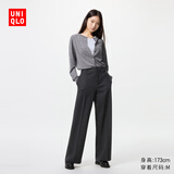 优衣库女装绒面针织宽腿裤/阔腿裤裤子加长款479285 08 深灰色 XS /150/60A