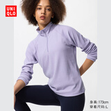 优衣库女装HEATTECH弹力摇粒绒半拉链套头衫/打底衫479693 71 浅蓝紫色 M /160/84A