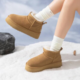 日泰（RITAI）雪地靴女短筒棉靴冬季保暖防滑厚底增高 经典百搭驼色 37