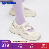 斐乐（FILA）FUSION斐乐玛丽珍凉鞋女鞋新款凉拖魔术贴海螺沙滩鞋 古白色/燕麦色-AO 36