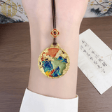 足银999古法烧蓝电点钻千里江山吊坠珐琅彩国风银项链送女友礼物 千里江山吊坠约24.5克送编绳   证书+礼盒 千里江山吊坠约24.5克送编绳   证书+礼盒