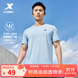 特步运动t恤短袖男夏装新款跑步速干衣薄款训练服半袖简约上衣polo衫 【综合训练】缇娜蓝0146 L 175
