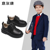 意尔康童鞋秋季黑色头层牛皮男童皮鞋校园升旗主持开学礼服表演鞋黑色29