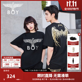 BOY LONDON【金翼锁链】夏季短袖情侣款翅膀烫金潮牌凉感T恤N01918 黑印金N01918 经典升级 M