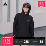 adidas休闲加厚毛圈连帽卫衣套头衫男女秋冬阿迪达斯官方轻运动   黑色   XS