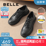 百丽潮搭厚底休闲皮鞋男鞋冬季舒适真皮商务运动鞋A1685DM4【预售】 黑色-绒里 40 (250mm)