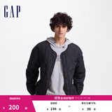GAP男装印花logo波浪绗线外套轻薄简约风棉服619672 黑色 L (175/96A) 亚洲尺码