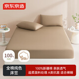 京东京造40支高支纯棉床笠 A类裸睡全棉全包床罩床垫保护套 1.5米床松露棕