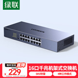 绿联16口千兆交换机 企业级交换器机架式 工程监控网络分线转换器 家用网线分流器VLAN划分75289