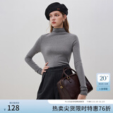 范思蓝恩23FS14392基础百搭半高领发热打底衫女冬季2023新款上衣 花灰 M