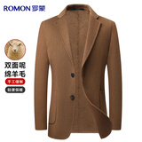 罗蒙羊毛双面呢西服男秋冬季休闲外套单西双面尼毛呢大衣男士西装上衣