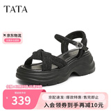 他她TATA休闲厚底凉鞋女鞋法式气质时装凉鞋2025夏季CXT01BL5 黑色 34