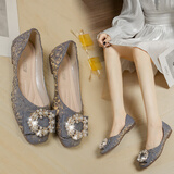 骏炳单鞋女鞋平底鞋2025秋季新款浅口仙女瓢鞋软底乐福豆豆鞋百搭船鞋 DM-亿特利&J27蓝色 38