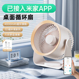 艾芭莎桌面小风扇家用【空气循环扇】学生宿舍台面小风扇办公室桌面小风扇长续航静音迷你壁挂两用电风扇 【已接入米家APP 白色】静音超长续航 充插两用