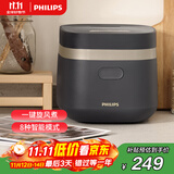 飞利浦（PHILIPS）【25分钟快速饭】多功能1.8L迷你电饭煲隐藏式触控顶屏 24小时智能预约电饭锅HD3072/90深灰金