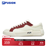 FILAFUSION 斐乐潮牌女鞋潮流板鞋夏季时尚女士休闲鞋帆布鞋运动鞋 奶白/烧砖红-IGF 37.5