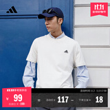 adidas情侣休闲纯棉上衣圆领短袖T恤男女夏季阿迪达斯官方轻运动 米白 L