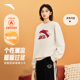 安踏小猫卫衣丨加绒保暖套头卫衣女冬季新款印花宽松休闲长袖上衣