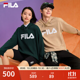 斐乐（FILA）官方多彩卫衣长袖情侣装宽松时尚运动连帽套头衫男女上衣印花 （加绒）秀峰绿-GN M 170/92A