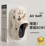 利达妮（TZLDN）黑色增高厚底洞洞鞋女款2025年最新款凉鞋防滑沙滩拖鞋女外穿夏季 沙色【焦糖女孩10颗】 36-37 【标准码、8CM厚底】