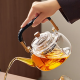 忆壶茶（YIHUTEA）泡茶壶玻璃煮茶壶家用电陶炉煮茶器养生壶 茶具套装玻璃烧水茶壶 【蒸煮双内胆】提梁壶1L