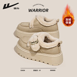 回力厚底雪地靴女新款冬季一脚蹬加厚保暖加绒勃肯鞋女棉鞋 卡其色 37