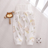 小三月婴儿护肚脐裤子纯棉男童宝宝春秋高腰女童单条开裆无骨缝制0-1岁 M-11花田小兔 90 cm 建议20-26斤