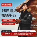 京东京造【进口极寒95鹅绒服】羽绒服男外套女冬季新款中长款 曜石黑 S