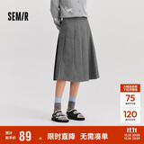 森马（Semir）森马半身裙女仿毛呢裙子24冬新款A字百褶裙遮胯显瘦109724120001